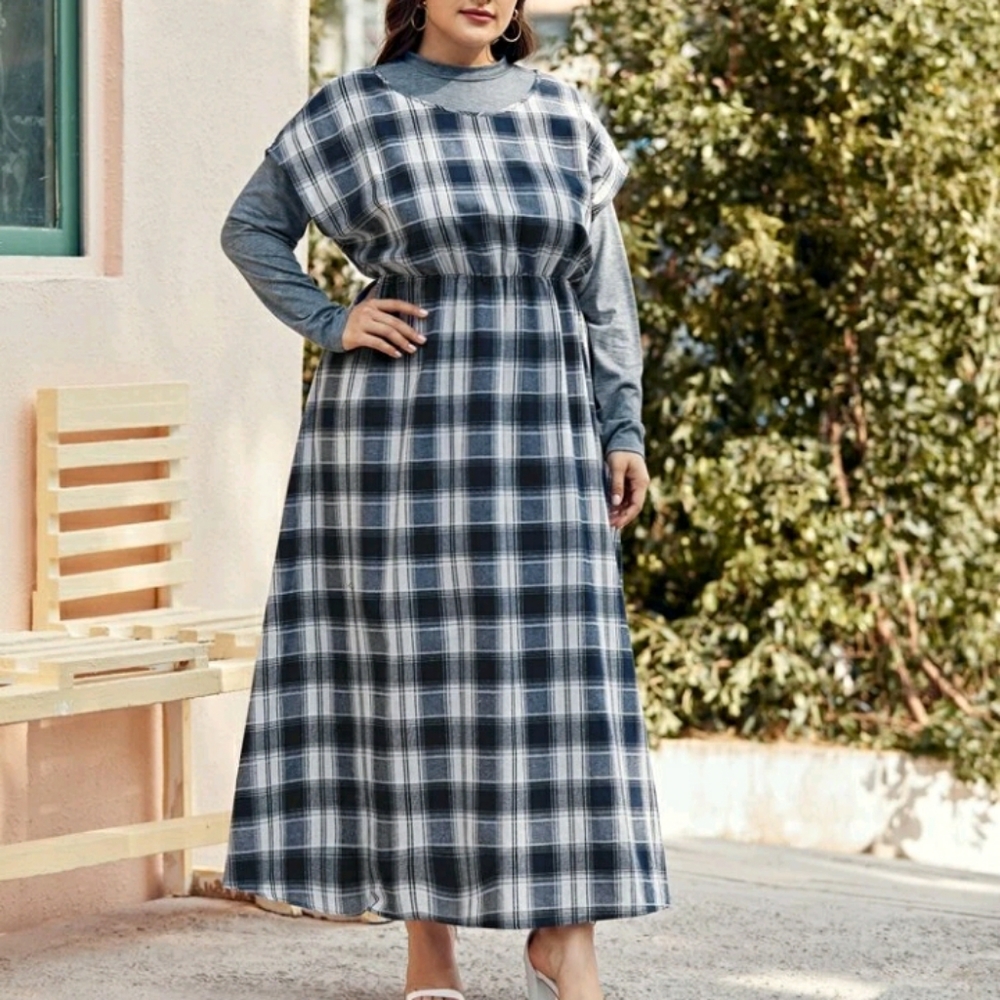 #30 Brand New Plus Plaid Dress with T-shirt